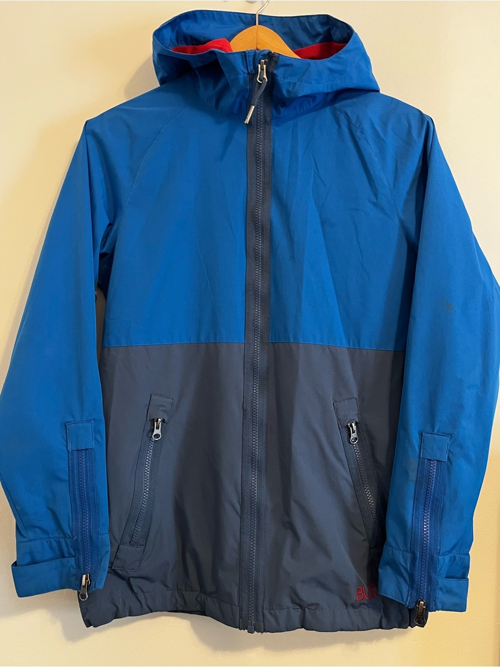 Burton Hooded Rain Jacket Fill Zip Waterproof Shell Mesh Lined Windbreaker Small